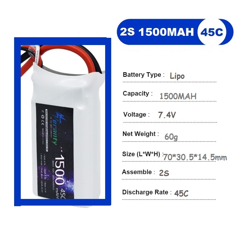 2PCS 7.4V Lipo 2S Battery 1500 - огляд і ціна Drone Battery 4S